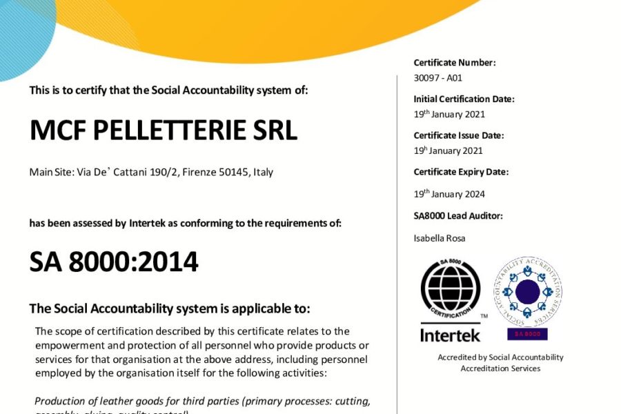 Certificazione SA8000:2014